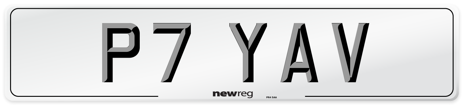 P7 YAV Number Plate from New Reg